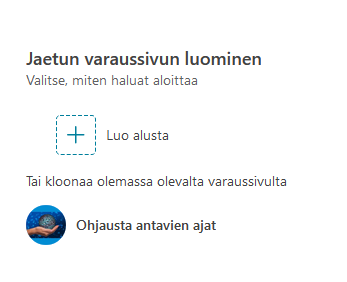 Jaetun varaussivun luominen