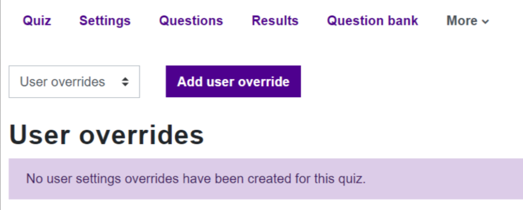 Quiz overrides user permission