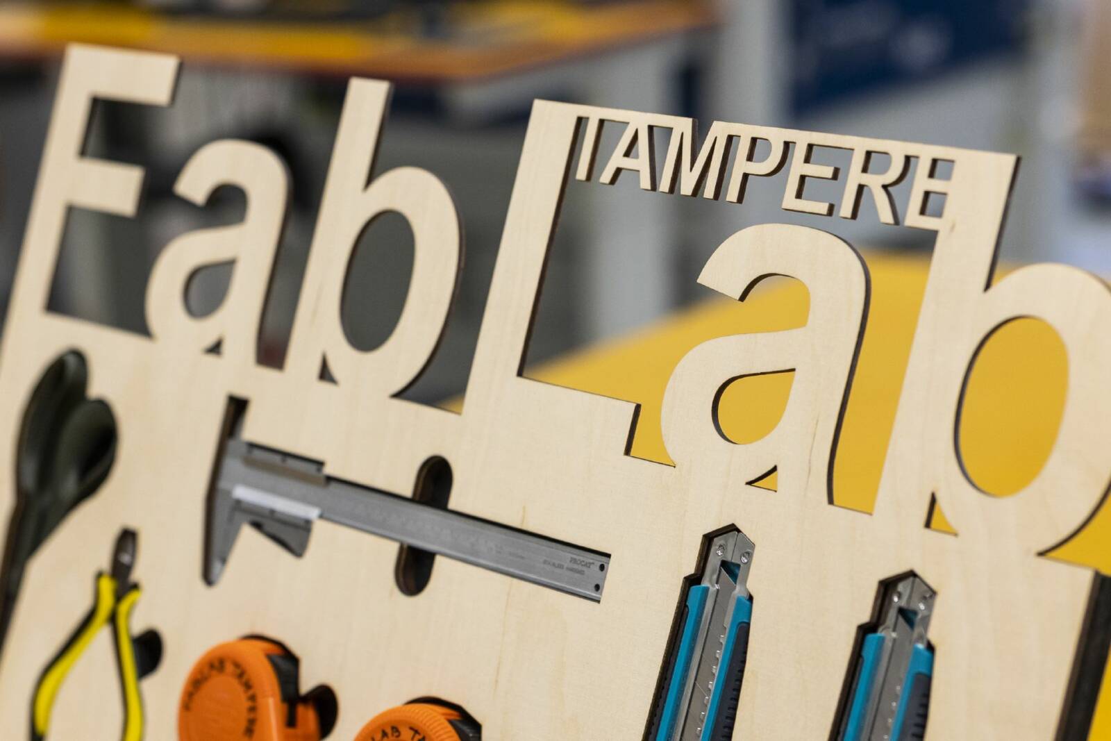 Tools in laser cutted plywood rack